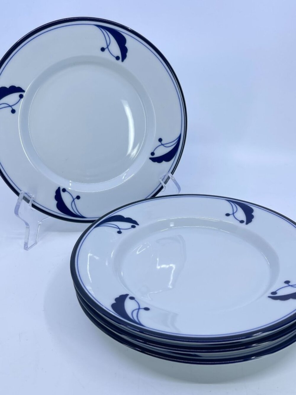 vintage dansk flora bayberry bread plate set of 4 blue and white floral design